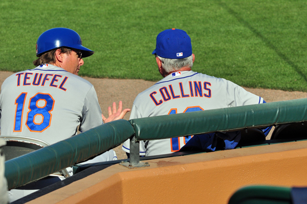 Coach Tim Teufel and Manager Terry Collins